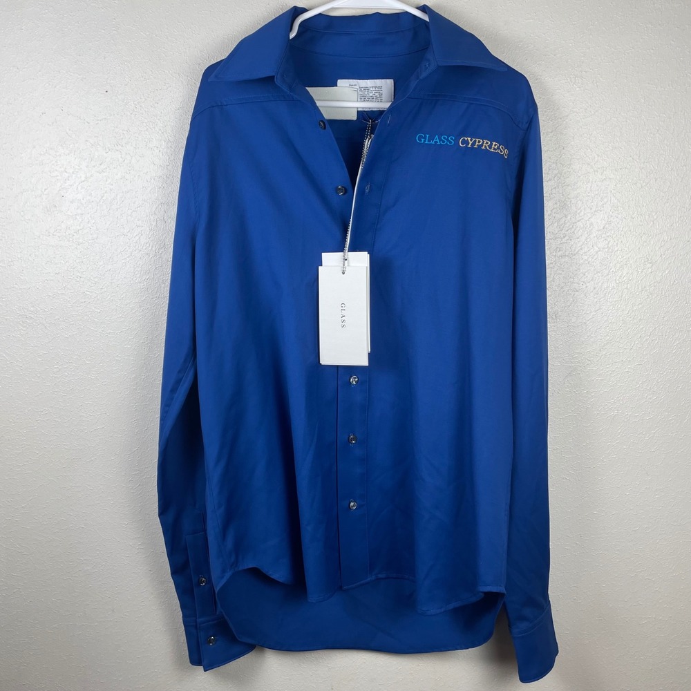 GLASS CYPRESS Blue Button Down Long‎ Sleeve Shirt Fall 19 Style Friedman Size S